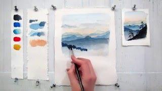 Easy step by step watercolor tutorial: Painting The Blue Ridge Mountains