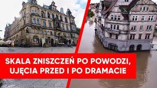 Przytłaczająca skala zniszczeń. Ujęcia przed i po wielkiej powodzi