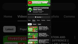 WELCOME TO NEW CHANNEL @AdvocateGursevakSinghSihal #new #newlaw #criminallaw #legal #news #sihal