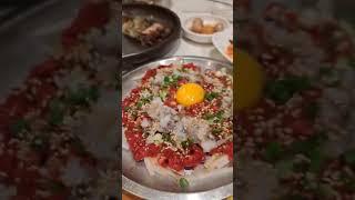 여의도 만가옥 육회산낙지 Yukhoe & Sannakji (Beef Tartare & live octopus) Mangaok in Yeouido