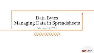 Data Bytes – Managing Data in Spreadsheets