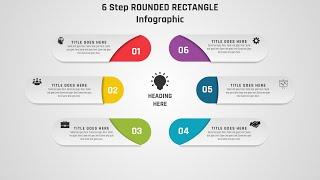 3.Adobe Illustrator Design - 6 Step ROUNDED RECTANGLE Infographic