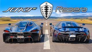Koenigsegg Jesko Absolut v Regera: DRAG RACE