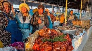 УЗБЕКИСТАН! Зимний КИШЛАЧНЫЙ БАЗАР! Почему нет людей?! Цена на МЯСО! Шашлык, ПЛОВ! Яхны! Много РЫБЫ