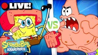 LIVE: SpongeBob FIGHT SCENES with Healthbars!  | @SpongeBobOfficial