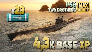 Подводная лодка И-56: Большой 4,3к базового опыта, на карте "Два брата" - World of Warships