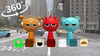 Incredibox Sprunki Oren, Sky, Raddy appear in the city 360° VR