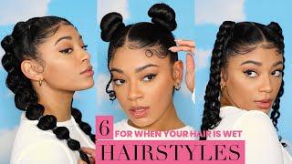 6 GO-TO Hairstyles for when your hair is wet! Curly Hair | jasmeannnn