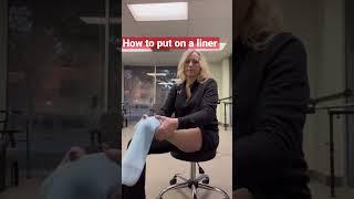Amputee putting on liner #amputee #prosthetic #bka #limbloss #belowkneeamputee #prostheticleg