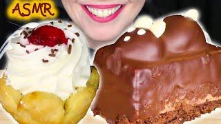 ASMR: CHOCOLATE MOUSE MOUSSE CAKE  & PUFF PASTRY CREAM NEST | No Talking Mukbang | Eating Sounds