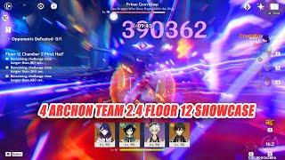 Zhongli Raiden Shogun Venti Bennett 4 Archon Team Destroy 2.4 Floor 12 - Speed Run