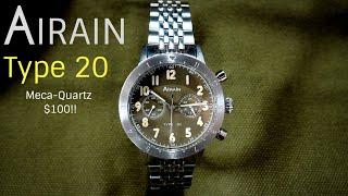 Airain Type 20 WWII Pilot Watch Reissue For $100 !!!! Meca-Quartz, Sapphire, and More!