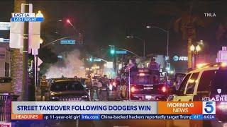 Dodger fans set off illegal fireworks, engage in street takeover after Game 2 win 