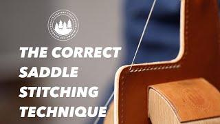 Saddle stitching technique for slanted stitches on both sides