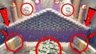 WORLD’S LARGEST POKER CHIP PYRAMID CRASHES DOWN! HIGH RISK COIN PUSHER MEGA MONEY JACKPOT!