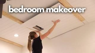 DIY Bedroom Makeover On A Budget | Shiplap Ceiling Installation | High End Bedroom Design