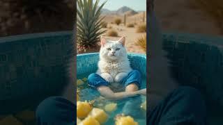cat made pineapple juice  #ai #catvideos #cat