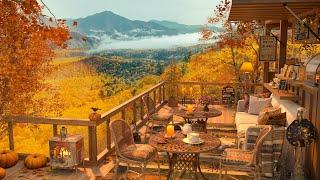 4K A Perfect Fall Day in a Warm Coffee Shop Ambience  Smooth Jazz Music to Relax/Study/Work to