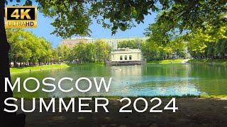 Moscow | Walking tour from Patriarch's Ponds to Arbatskaya metro station | 4K | June 2024