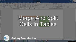 Merge and split cells in tables, Computer Science Lecture | Sabaq.pk