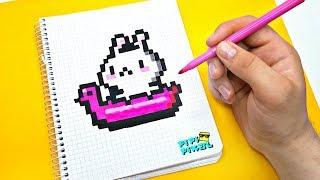 Ну очень ПРОСТО! МИЛЕНЬКИЙ  ЗАЙЧИК РИСУЕМ ПО КЛЕТОЧКАМ ! RABBIT KAWAII PIXEL ART HOW TO DRAW