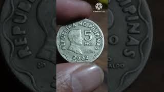 2002 Philippine five 5 peso coin  very rare #fyi #fyp #money #coin #collector #rare #error