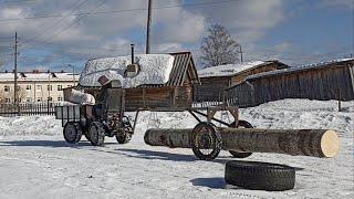 Ленточная пилорама, подготовка к сезону чищу снег, вожу брёвна.