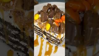 viral oreo reeses icebox cake recipe #easydessert #easyrecipe #oreo #shorts #viralrecipe #recipe