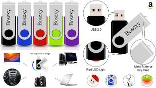 5 X 32GB USB Flash Drives, Bosexy Thumb Drives Swivel Bulk Memory Sticks Pendrive with Led Indicator