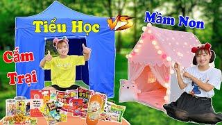 Thử Thách Cắm Trại Theo Cấp Độ Mầm Non Và Tiểu Học | Hằng Nheo Official