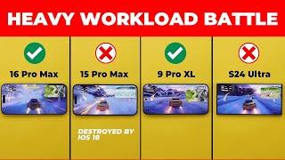 iPhone 16 Pro Max vs 15 Pro Max vs 9 Pro XL vs S24 Ultra - Heavy Workload Test