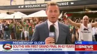 Rabbitohs fan on the news in Australia. MUST WATCH