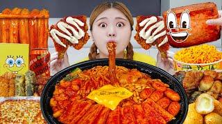 ASMR Mukbang Spicy Noodles Tteokbokki Chicken Eating show by HIU 하이유