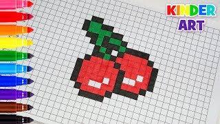 Рисунки по клеточкам - Вишня | How to draw cherry - Pixel art