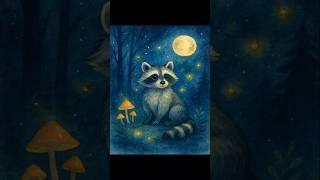  Meet your new nighttime friend — a sweet raccoon under the glowing moon! #nurserydecor