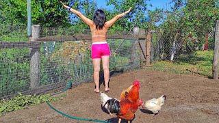 Young Girl in a Short Dress Tending the Garden | Beautiful Farm Life