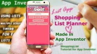 Shopping List Planner App made in App Inventor. | App Inventor Tutorials | azaotl