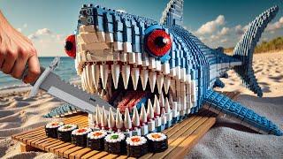 Making Perfect Blue Shark Sushi Recipe || Lego Cooking Stopmotion vs ASMR