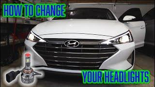 2017-2020 Hyundai Elantra headlight bulb replacement | LED Bulb Upgrade