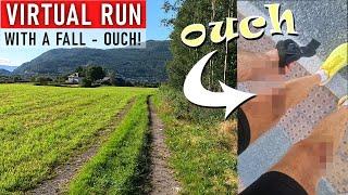 Virtual Run With a Fall. Running video for treadmill in beautiful summer weather in Norway