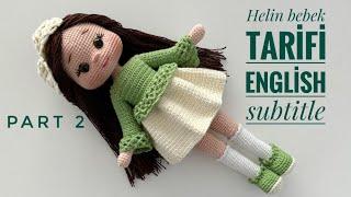 Amigurumi Helin bebek2/5 English Subtitle (body, gövde) #amigurumitutorial #amigurumidoll