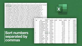 Excel: Sort numbers separated by commas