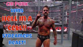 Streamers React! Cm Punk wins Hell in a Cell!! #wwe #badblood #cmpunk