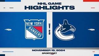 NHL Highlights | Rangers vs. Canucks - November 19th, 2024