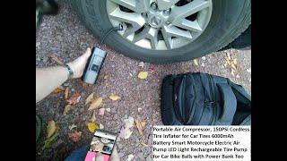 Portable Air Compressor, 150PSI Cordless Tire Inflator for Car Tires, Pickups,  6000mAh Battery