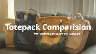 Totepacks for under seat airplane carry - a comparison video