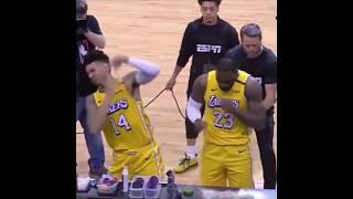 Danny Green gets chalk-blasted trying to join in on LeBron James' signature celebration