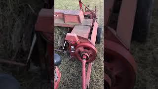 1959 Massey Ferguson mf50 baling hay with Cockshutt 520 square baler.