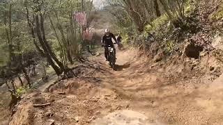 4 Lightweight Electric adventure bikes (Zero FX) at a Enduro/Trial terrain