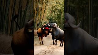 Cow vs Buffalo Forcely Attack  #cow #cowlover #cowvideos #buffalo #animals #wildlife #shorts